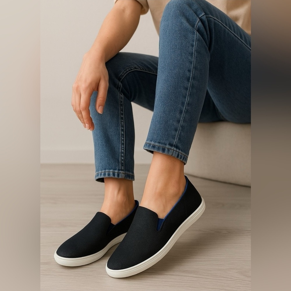 Rothy's The Original Slip On Sneaker in navy blue - Picture 1 of 7